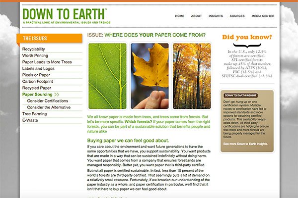 The Down to Earth website allows for easy sharing via printing industry social media and bloggers, encouraging dialogue on this important subject.