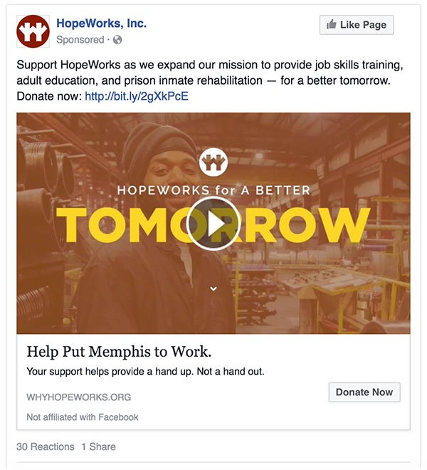 This paid social video ad featured student success stories from the Personal & Career Development Classes, High School Equivalency Test, and Inmate Re-hab/Re-entry programs.
