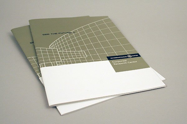 A brochure, printed with metallic inks and spot varnishes on IP matte coated paper stock, served as a takeaway for CRC visitors and an informational piece for other customers.