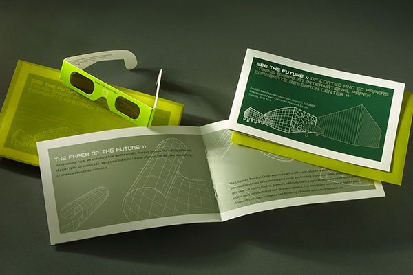 While expansion construction was still underway, advance communications piqued interest with devices including a translucent envelope and holospex glasses that made the word "future" appear when viewing points of light.