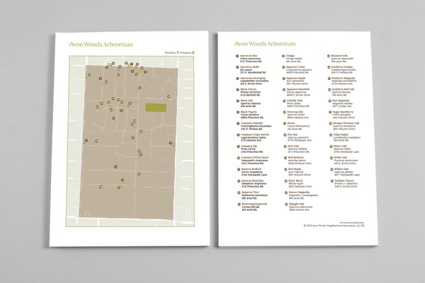 A printable map, downloadable from the site as a PDF file, makes for easy navigation and identification of trees for nature walks.